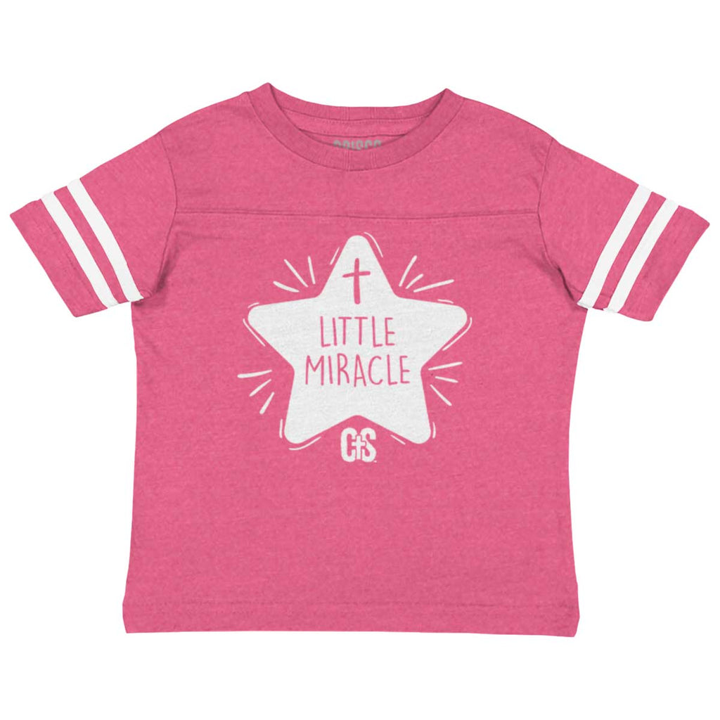 Little Miracle Toddler Football Jersey Tee-Direct To Garment Print-Brisco Baby