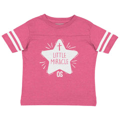Little Miracle Toddler Football Jersey Tee-Direct To Garment Print-Brisco Baby