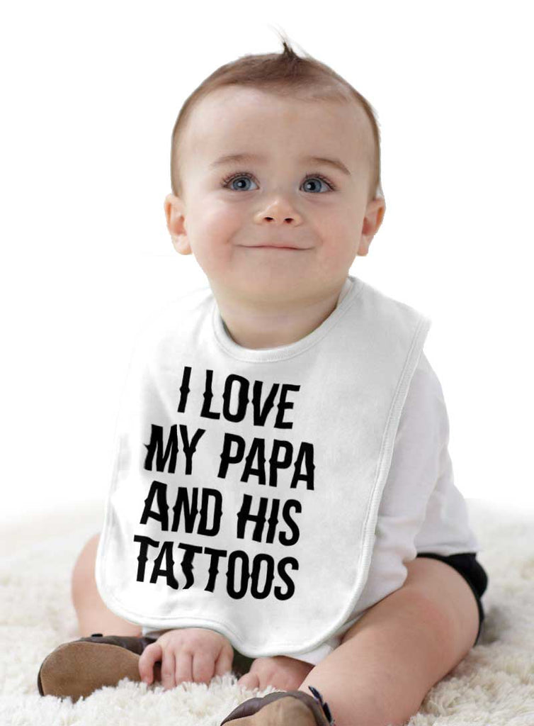 I Love Papa And Tattoos Infant Baby Bib-Direct To Garment Print-Brisco Baby