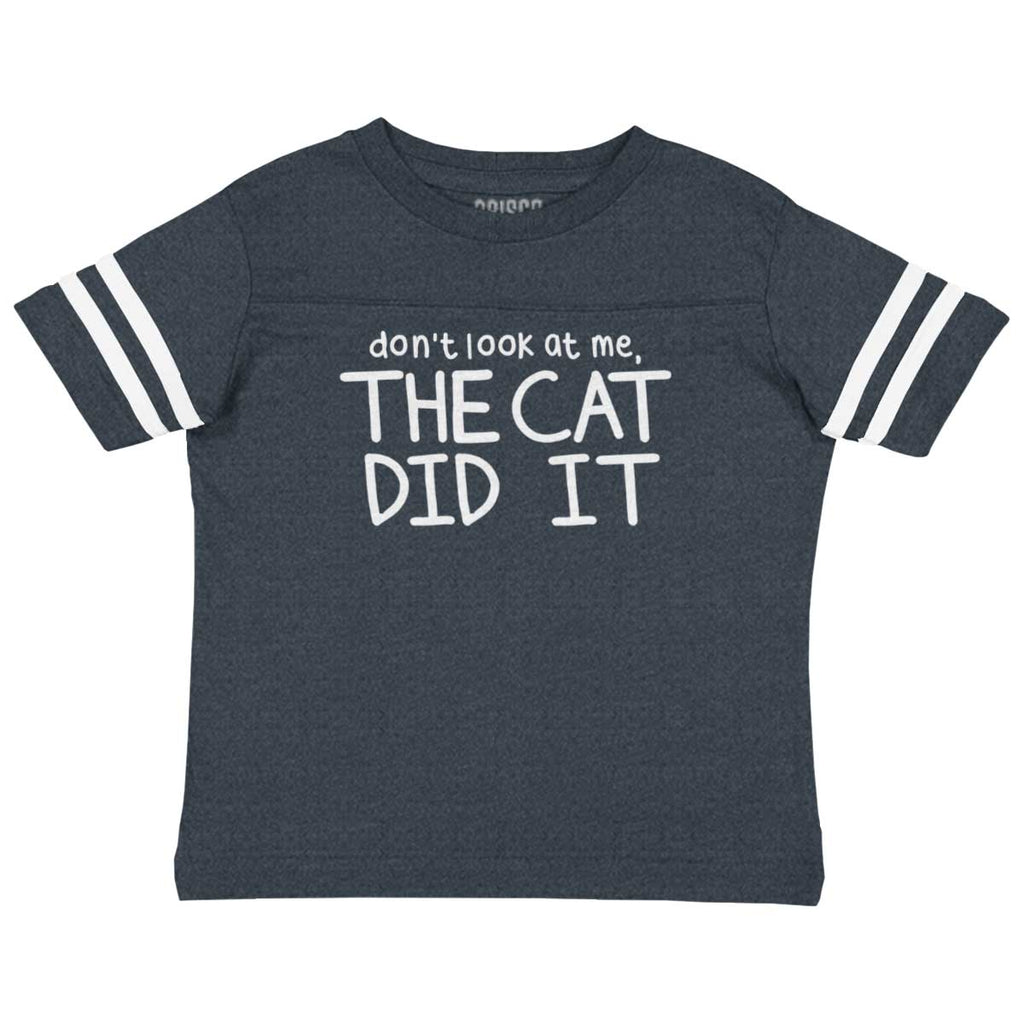 Cat Did It Toddler Football Jersey Tee-Direct To Garment Print-Brisco Baby