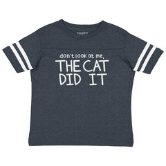 Cat Did It Toddler Football Jersey Tee-Direct To Garment Print-Brisco Baby