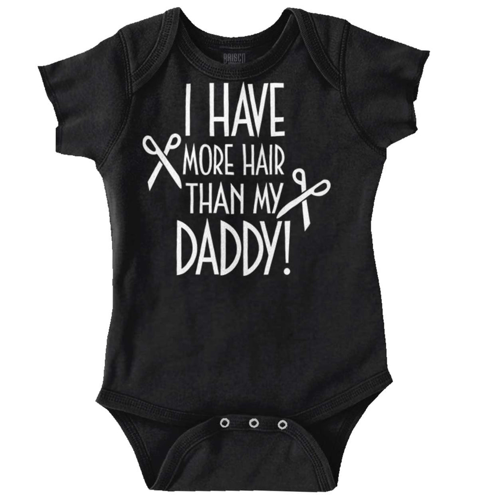 More Hair Than Daddy Romper Bodysuit-Direct To Garment Print-Brisco Baby