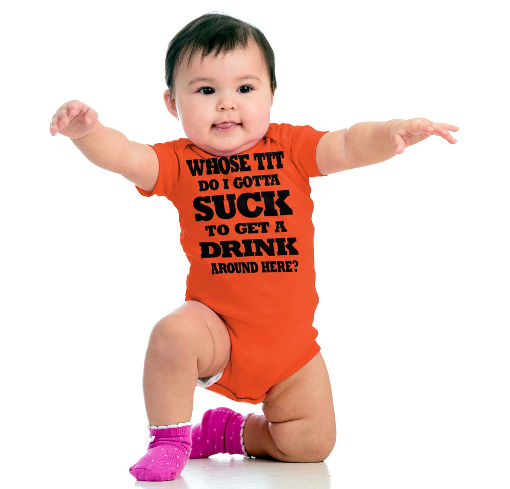 Get A Drink Romper Bodysuit-Direct To Garment Print-Brisco Baby
