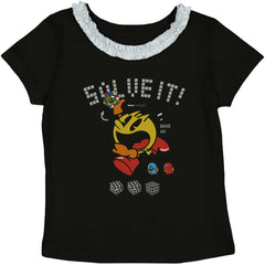 Solve It Pac-Man Toddler Ruffled Trim T-Shirt-Direct To Garment Print-Brisco Baby