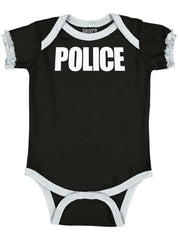 Police Force Baby Ruffled Trim Romper-Direct To Garment Print-Brisco Baby