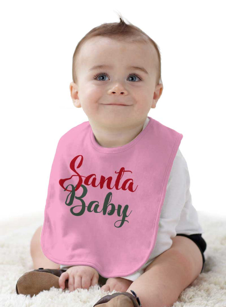 Santa Baby Infant Baby Bib-Direct To Garment Print-Brisco Baby
