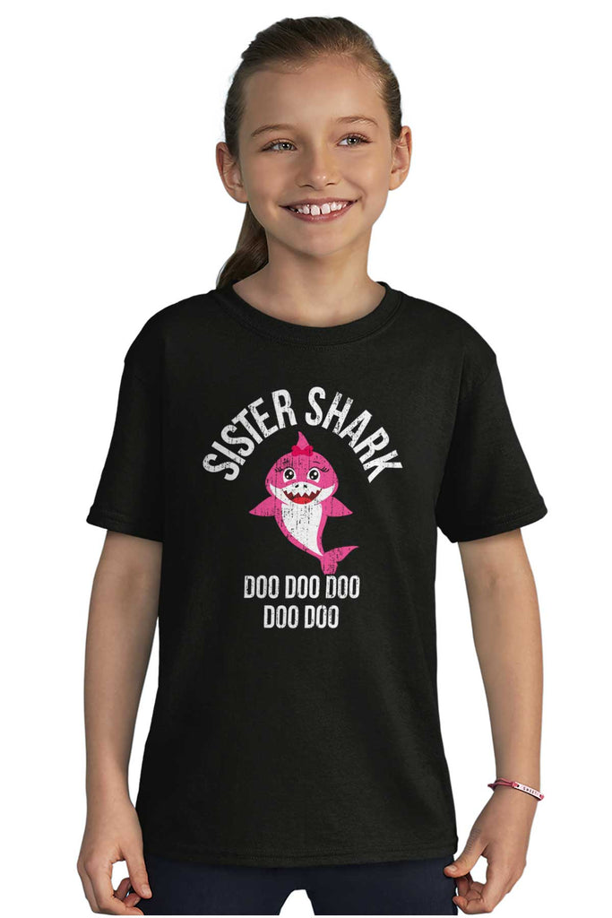 Cartoon Sister Shark Youth T Shirt-Direct To Garment Print-Brisco Baby
