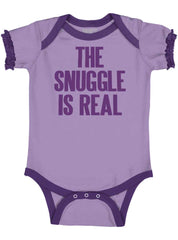 Snuggle Is Real Baby Ruffled Trim Romper-Direct To Garment Print-Brisco Baby
