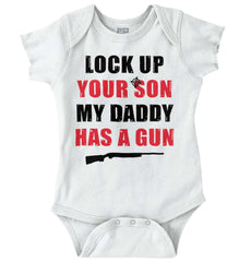 My Daddy Has a Gun Son Romper Bodysuit-Direct To Garment Print-Brisco Baby