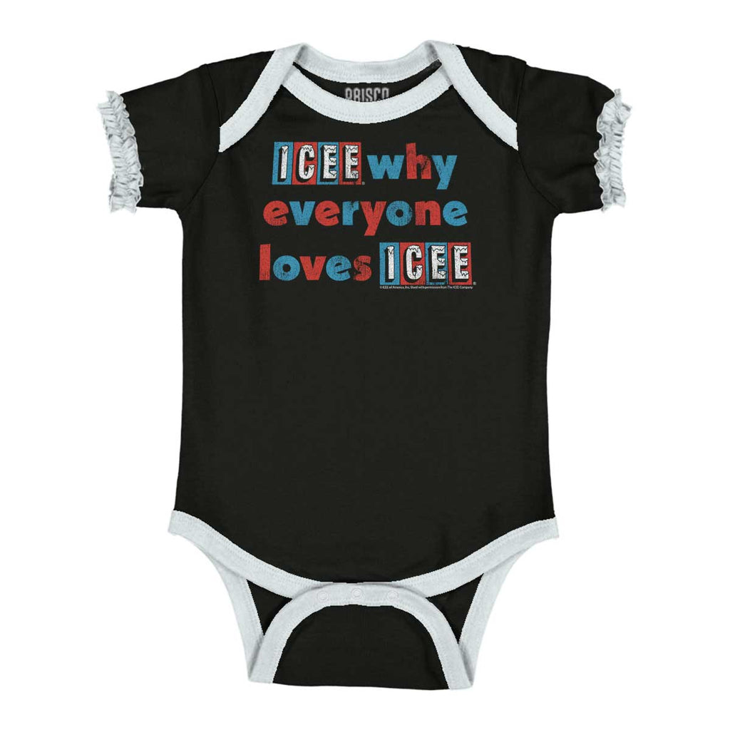 Everyone Loves Icee Baby Ruffled Trim Romper-Direct To Garment Print-Brisco Baby