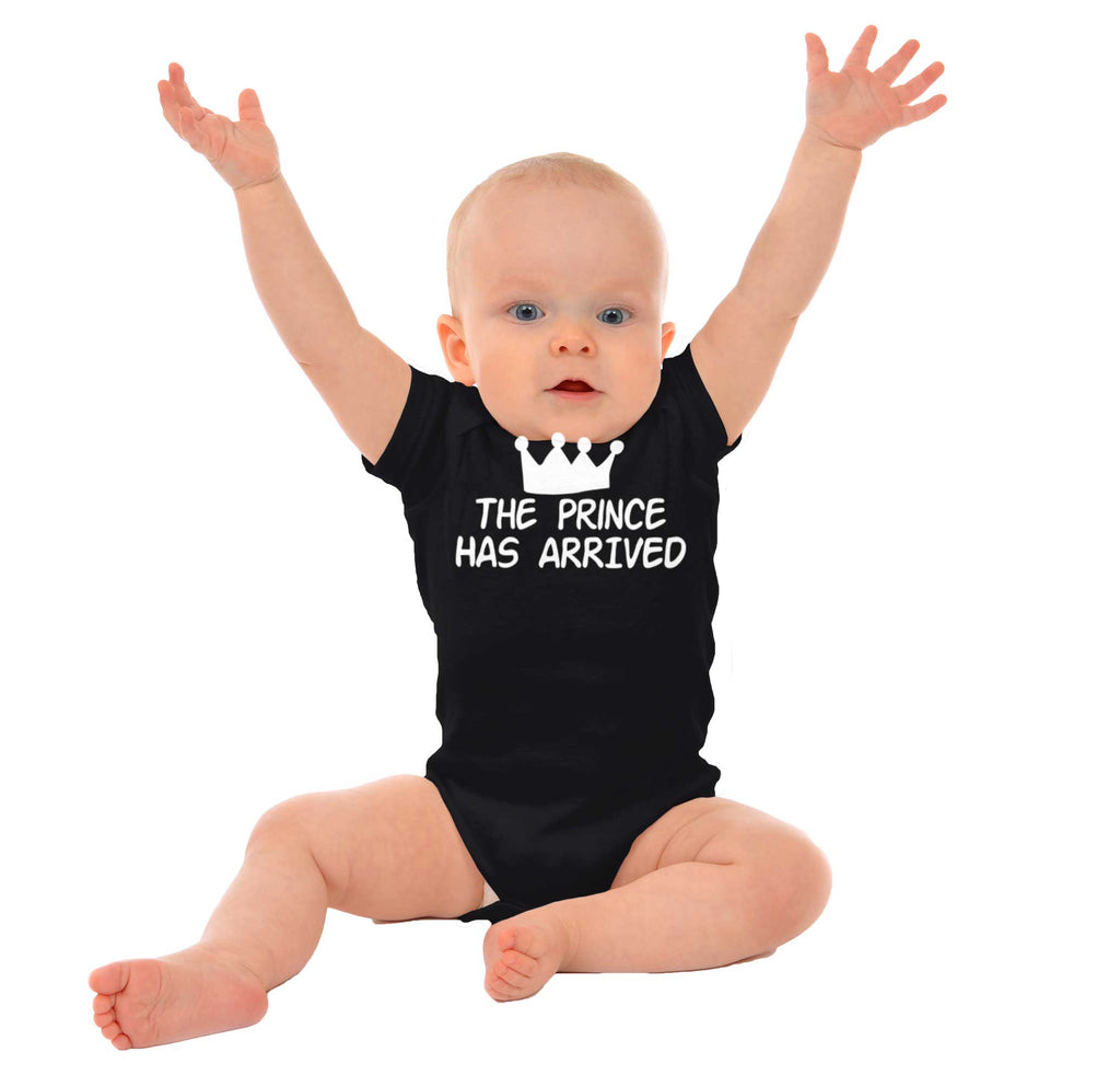 The Prince Has Arrived Romper Bodysuit-Direct To Garment Print-Brisco Baby