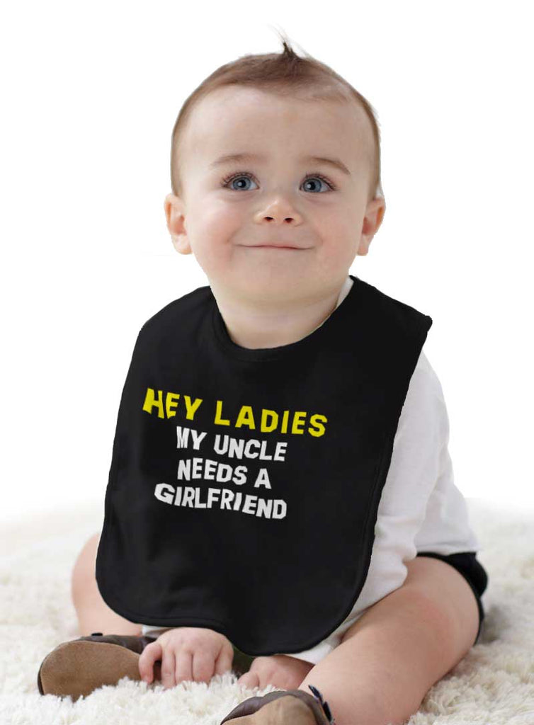 Uncle Needs Girlfriend Infant Baby Bib-Direct To Garment Print-Brisco Baby