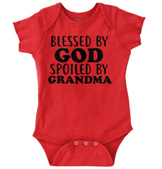 Blessed By God Spoiled By Grandma Romper Bodysuit-Direct To Garment Print-Brisco Baby