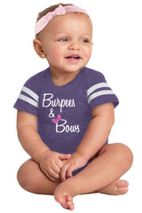 Burpees and Bows Football Romper Bodysuit-Direct To Garment Print-Brisco Baby