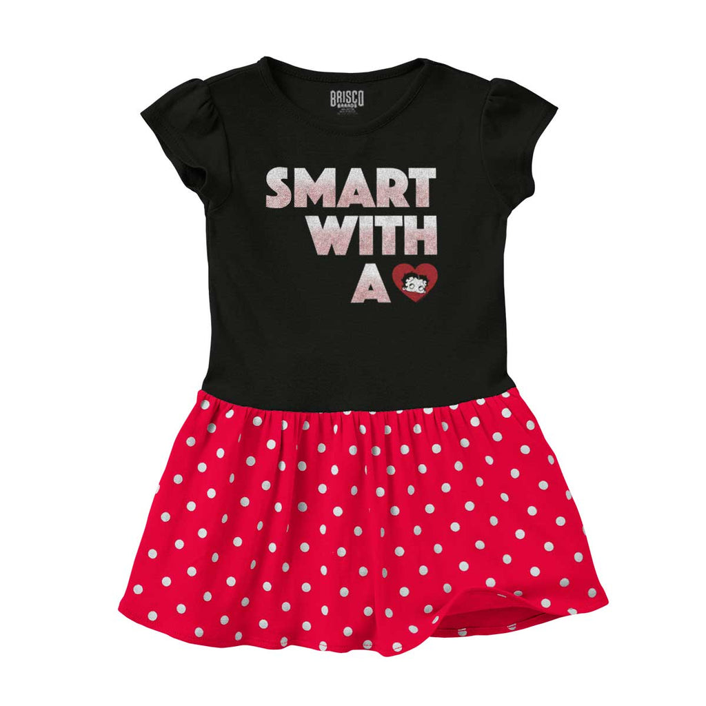 Smart With A Heart Baby Polka Dot Skirt Dress-Direct To Garment Print-Brisco Baby
