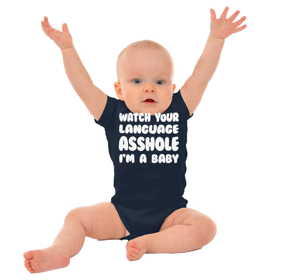 Watch Your Language Romper Bodysuit-Direct To Garment Print-Brisco Baby
