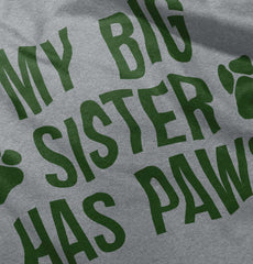 My Big Sister Has Paws Romper Bodysuit-Direct To Garment Print-Brisco Baby