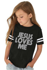 Christ Loves Me Toddler Football Jersey Tee-Direct To Garment Print-Brisco Baby