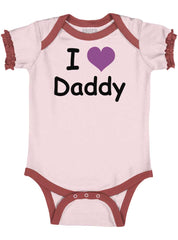 I Heart Daddy Baby Ruffled Trim Romper-Direct To Garment Print-Brisco Baby