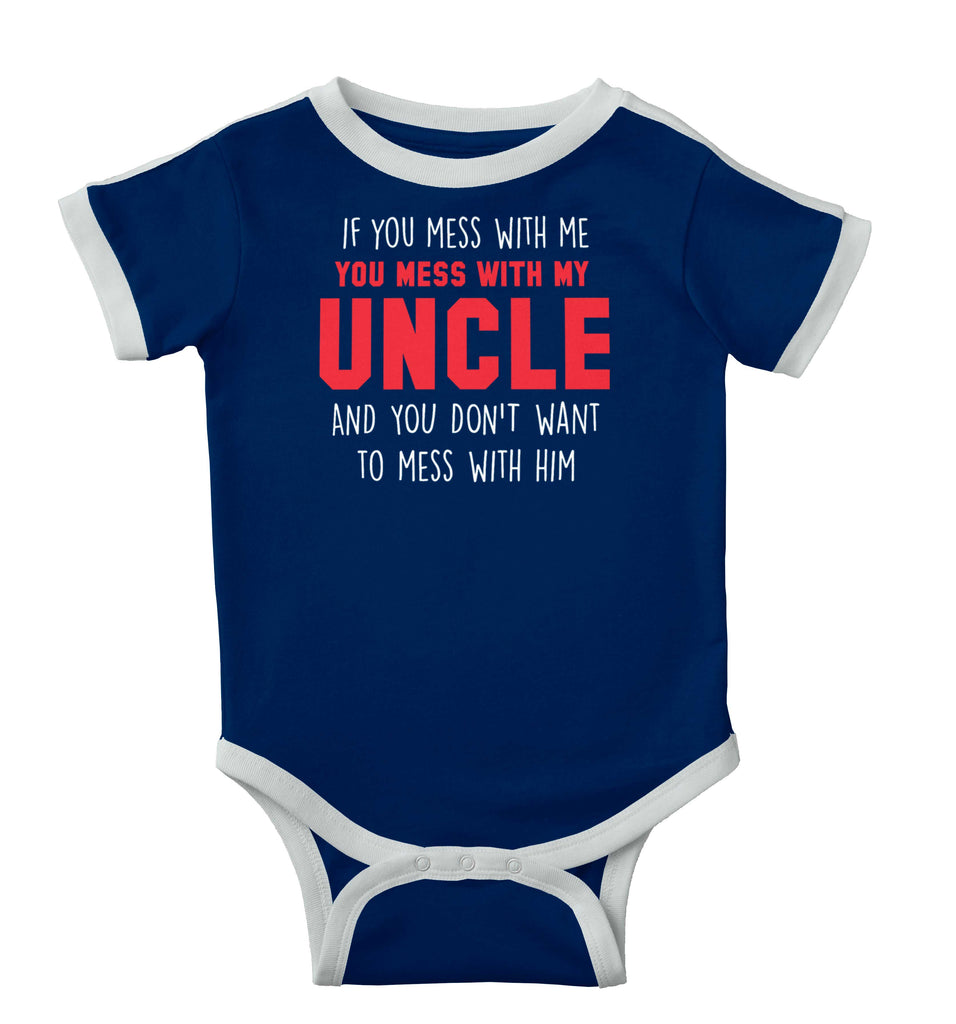 Mess With My Uncle Ringer Romper Bodysuit-Direct To Garment Print-Brisco Baby