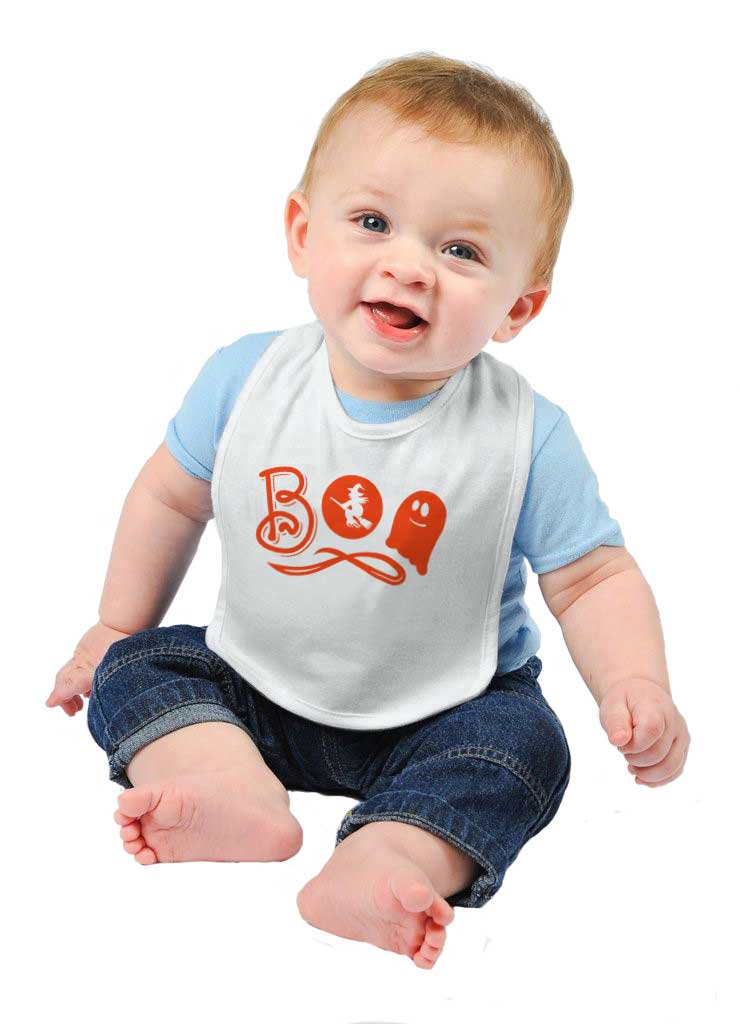 Boo Ghost Infant Baby Bib-Direct To Garment Print-Brisco Baby