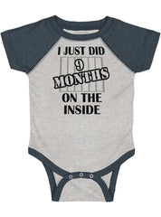 9 Months On The Inside Raglan Romper Bodysuit-Direct To Garment Print-Brisco Baby