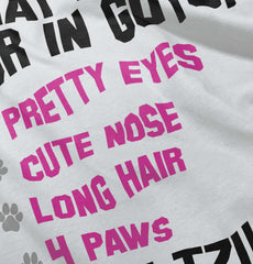 Shih Tzu Checklist Romper Bodysuit-Direct To Garment Print-Brisco Baby