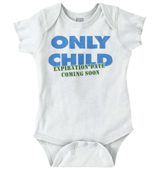 Only Child Expiration Date Romper Bodysuit-Direct To Garment Print-Brisco Baby