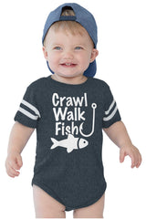 Crawl Walk Fish Football Romper Bodysuit-Direct To Garment Print-Brisco Baby