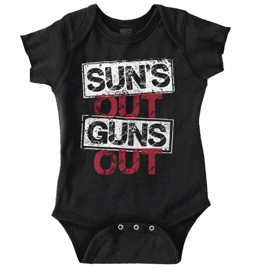 Guns Out Romper Bodysuit-Direct To Garment Print-Brisco Baby