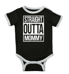 Straight Outta Mommy Ringer Romper Bodysuit-Direct To Garment Print-Brisco Baby