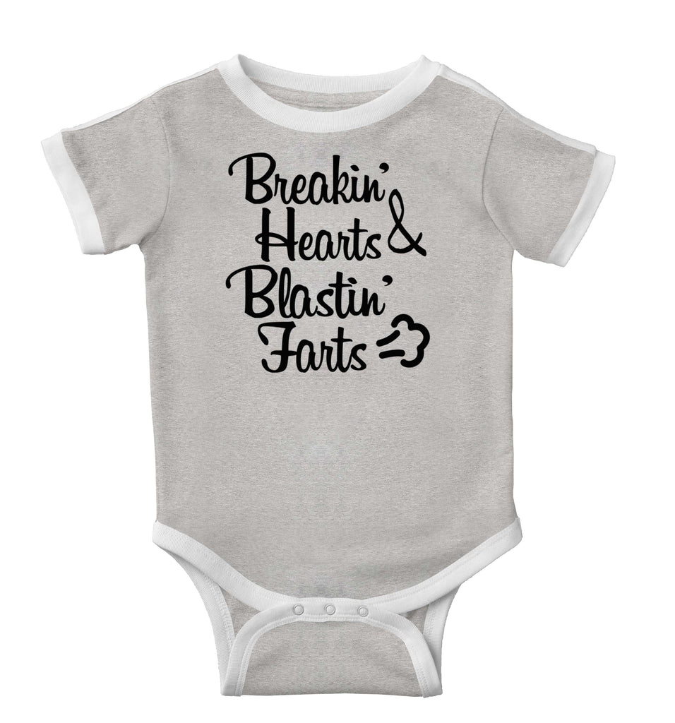 Blastin Farts Ringer Romper Bodysuit-Direct To Garment Print-Brisco Baby
