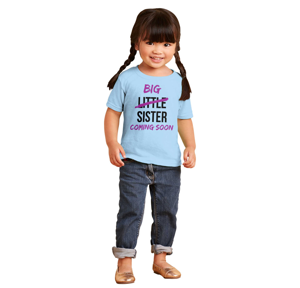 Big Little Sister Coming Soon Infant Toddler T Shirt-Direct To Garment Print-Brisco Baby