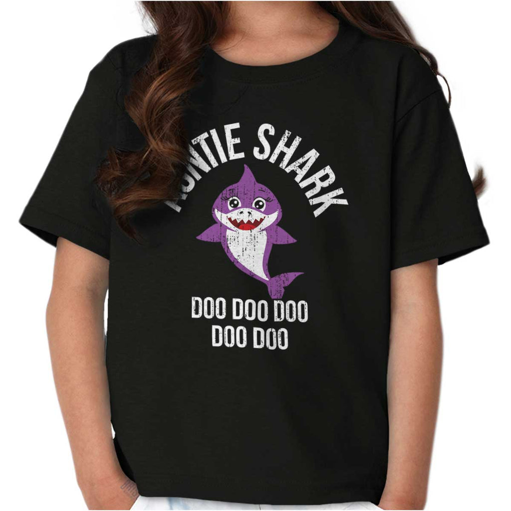Cartoon Auntie Shark Youth T Shirt-Direct To Garment Print-Brisco Baby