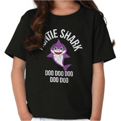 Cartoon Auntie Shark Youth T Shirt-Direct To Garment Print-Brisco Baby