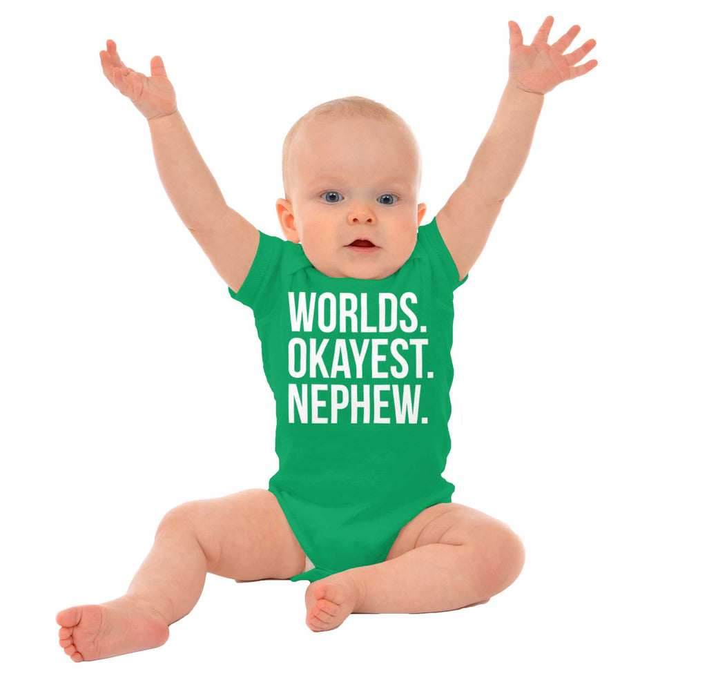 Worlds Okayest Nephew Romper Bodysuit-Direct To Garment Print-Brisco Baby