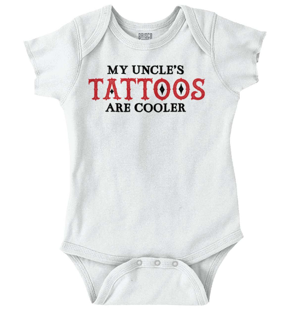 Uncle Tattoos Are Cooler Romper Bodysuit-Direct To Garment Print-Brisco Baby
