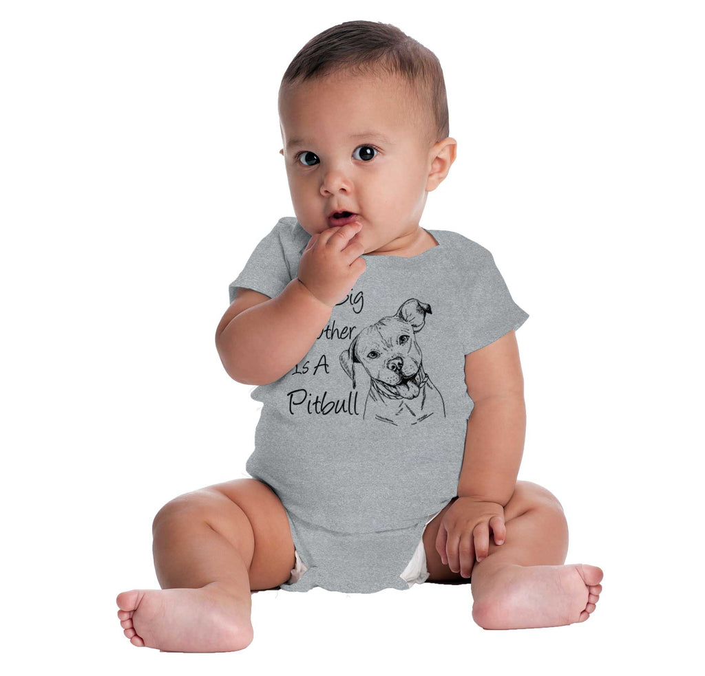 Brother is a Pitbull Romper Bodysuit-Direct To Garment Print-Brisco Baby