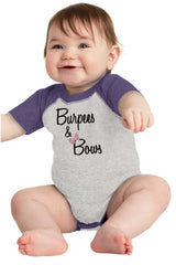Burpees and Bows Raglan Romper Bodysuit-Direct To Garment Print-Brisco Baby