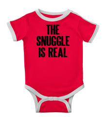 Snuggle Is Real Ringer Romper Bodysuit-Direct To Garment Print-Brisco Baby