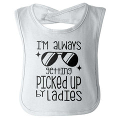 Picked Up By Ladies Infant Baby Bib-Direct To Garment Print-Brisco Baby