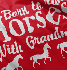 Born To Ride Horses With Grandma Romper Bodysuit-Direct To Garment Print-Brisco Baby