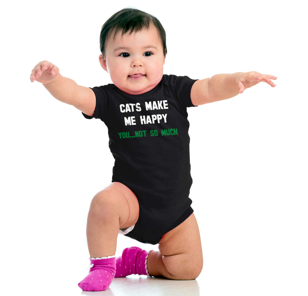 Cats Make Me Happy Romper Bodysuit-Direct To Garment Print-Brisco Baby