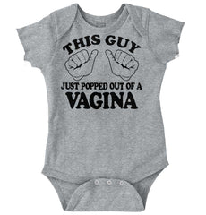 Popped Out of Vagina Romper Bodysuit-Direct To Garment Print-Brisco Baby