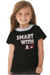 Smart With A Heart Toddler Ruffled Trim T-Shirt-Direct To Garment Print-Brisco Baby