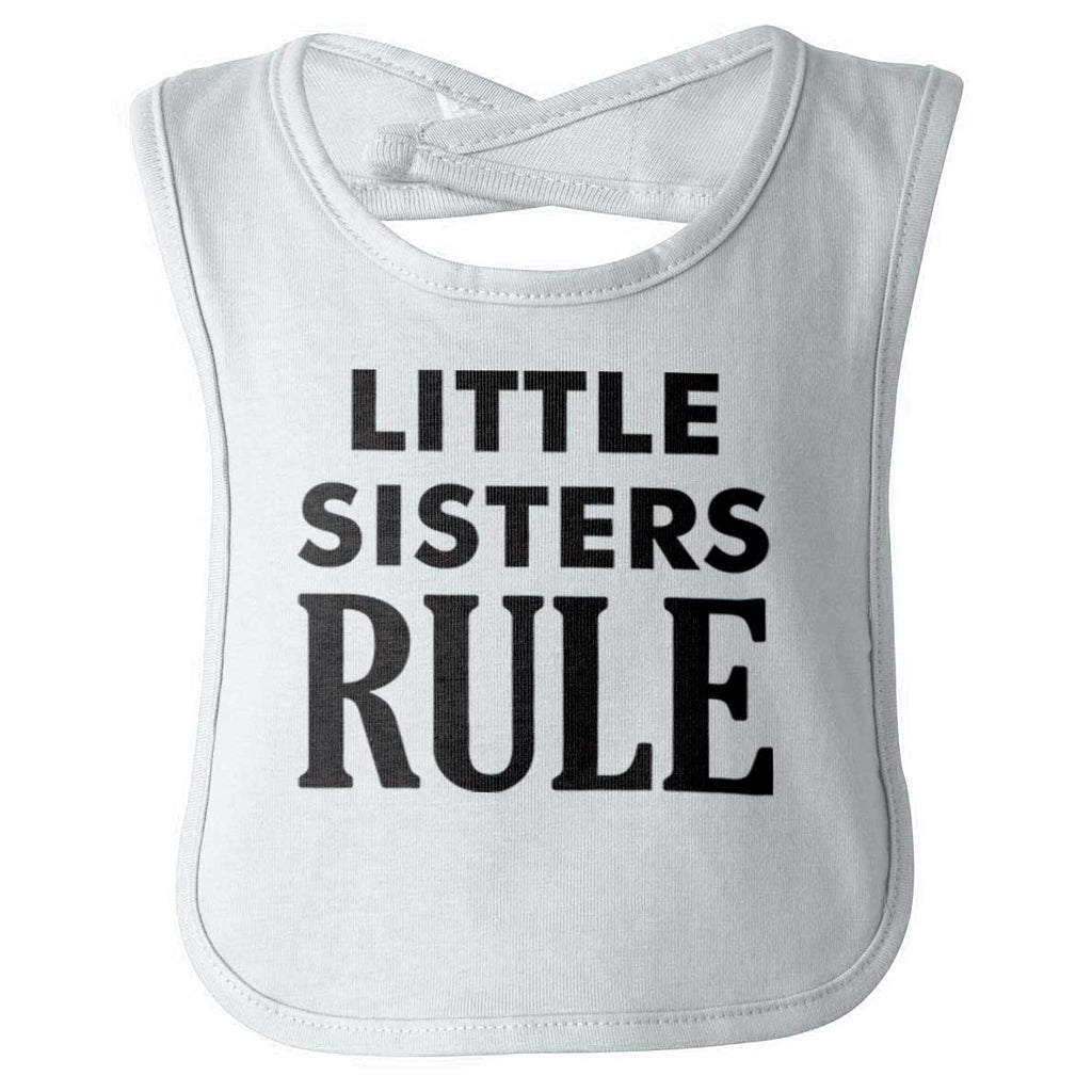 Little Sisters Rule Infant Baby Bib-Direct To Garment Print-Brisco Baby
