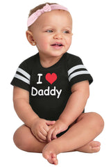 I Heart Daddy Football Romper Bodysuit-Direct To Garment Print-Brisco Baby