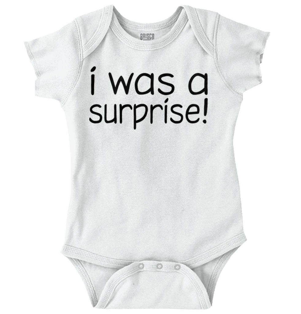 I Was A Surprise Romper Bodysuit-Direct To Garment Print-Brisco Baby
