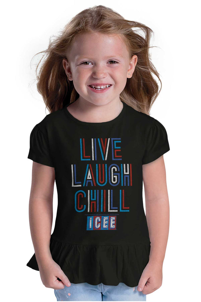 Live Laugh Chill Toddler Ruffle Bottom Tee-Direct To Garment Print-Brisco Baby