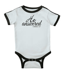 He Answered Ringer Romper Bodysuit-Direct To Garment Print-Brisco Baby
